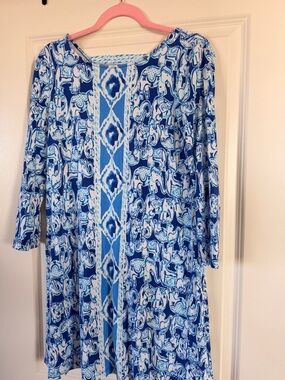 Lilly Pulitzer Blue Patterned Long Sleeve Women's Dress and Pullover